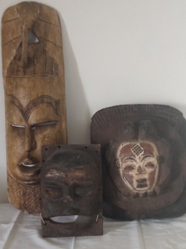 Tre maschere tribali legno - maschere,